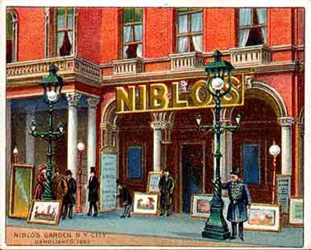 One of the most popular VENUES was Nibloâs Garden, a 3,200 seat auditorium at the corner of Broadway and Prince Street. There, attendees could enjoy refreshments and high-brow as well as low-brow performances.Its manager was actor William Wheatley and he directed The Black Crook, considered the first American musical, in 1866. The show was extremely popular because it featured Parisian ballet dancers and an unprecedented amount of "female flesh"â"the sale of men's opera glasses had reached an all-time high," according to Gotham: A History of New York City to 1898. And Mark Twain wrote, "The scenery and legs are everything... Girlsânothing but a wilderness of girlsâ stacked up, pile on pile, away aloft to the dome of the theatre... dressed with a meagerness that would make a parasol blush."  19th century New York's elite and underbelly await you in BBC America's COPPER. Watch the premiere of the riveting new series from Academy AwardÂ®-winner Barry Levinson and EmmyÂ® Award-winner Tom Fontana on Sunday, August 19, at 10/9c, only on BBC America. For more updates on the series, be sure to like COPPER on Facebook and follow COPPER on Twitter.